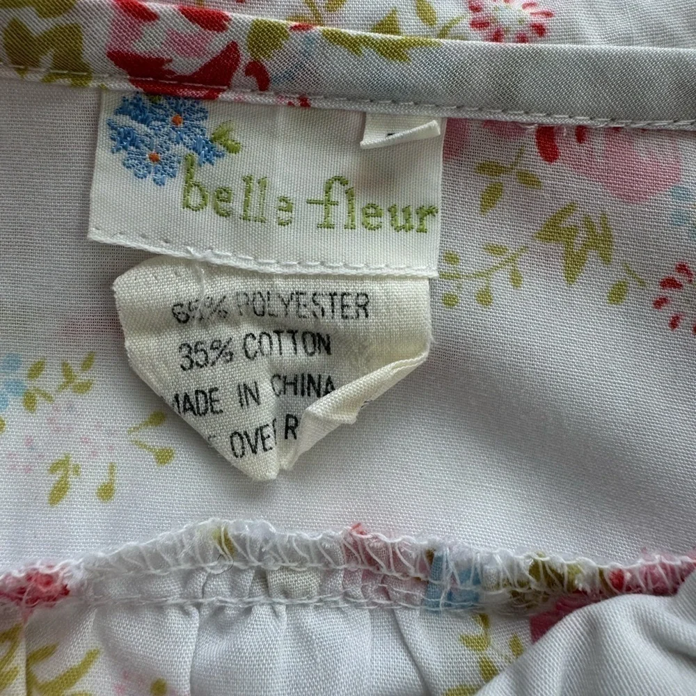 Belle Fleur VTG Floral Mother of Pearl Button Down Housecoat Robe Medium